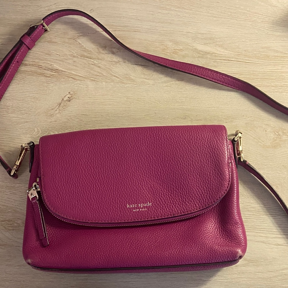 Kate Spade Fuchsia Leather Crossbody Bag, excellent condition